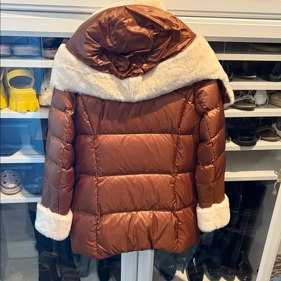 Dawn Levy Copper Puffer Jacket with Ivory Details - Picture 3 of 3